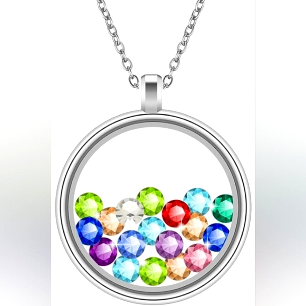 *NEW*Living Memory Floating Glass Locket Pendant & chain(comes with crystals)